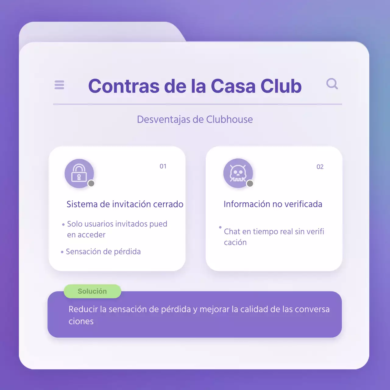 Concepto de archivo limpio en morado y blanco para mantenerle informado