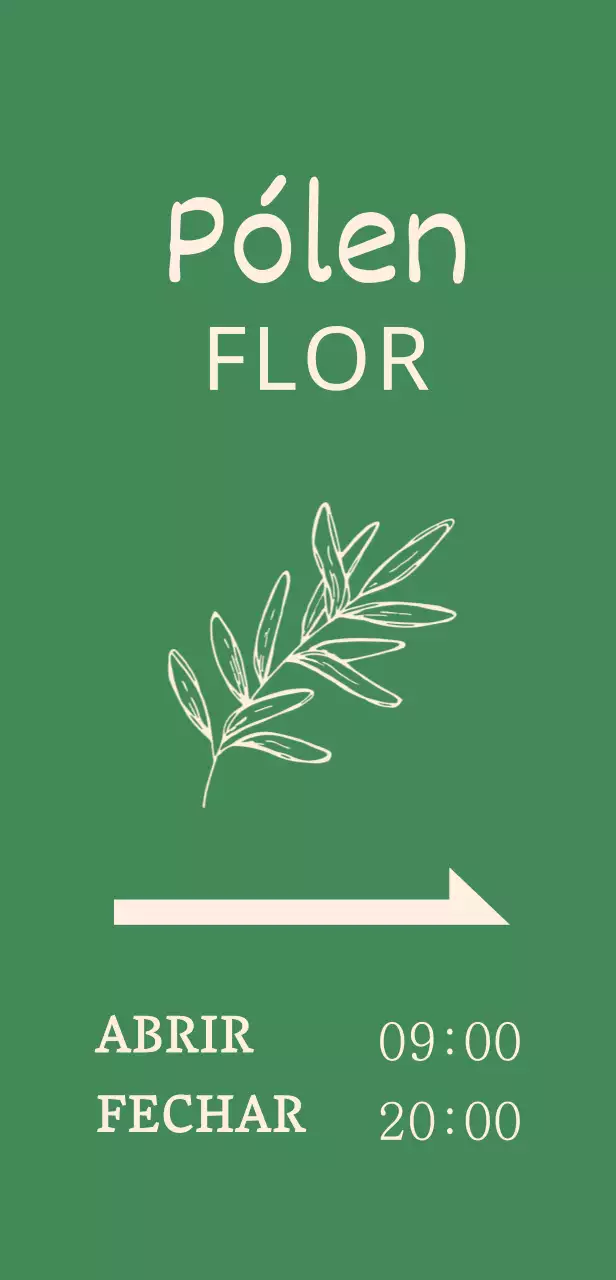 Letreiro de florista com ilustrações botânicas num fundo verde
