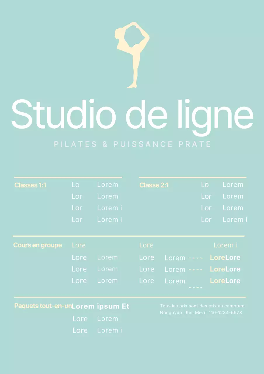 Mint Simple Pilates Menu Board Acrylic Stand