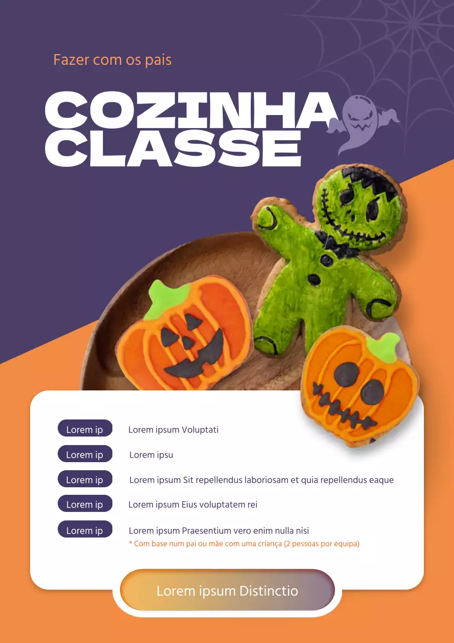 Promover uma aula de culinária gira com bolachas roxas do Dia das Bruxas e personagens infantis