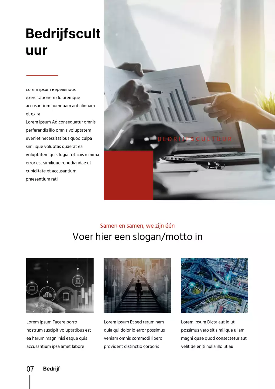 Sjabloon voor verticaal document met op rood en zwart geïnspireerd zakelijk profiel