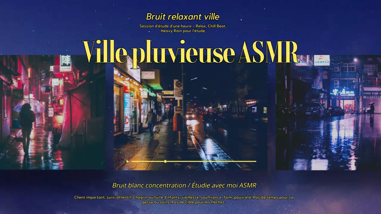 Couverture de la liste de lecture Cyberpunk rainy white noise en bleu et jaune