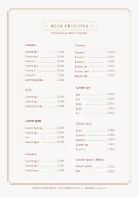 Menú de cafetería sencillo con borde de líneas beige