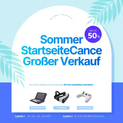 Kühles, blaues, quadratisches Summersale-Banner