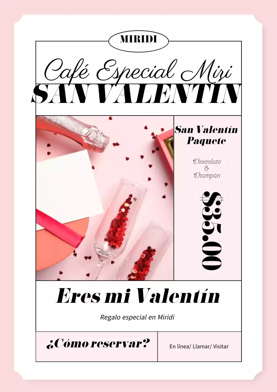 Póster de San Valentín en rosa y negro