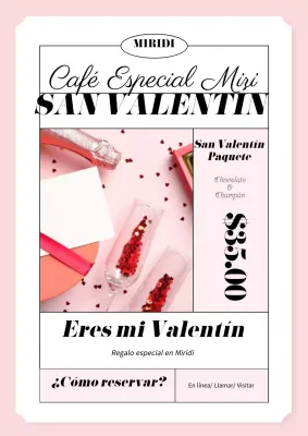 Póster de San Valentín en rosa y negro