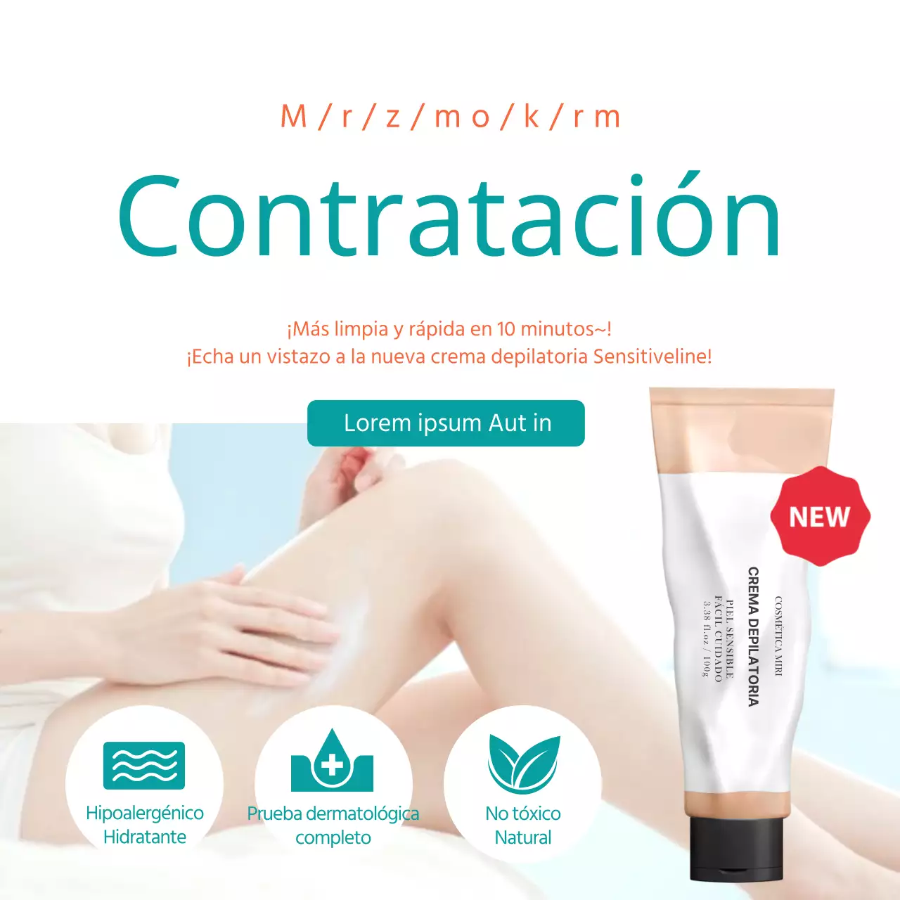 Menta y beige fotos y productos destacados Reclutamiento para prueba de crema depilatoria