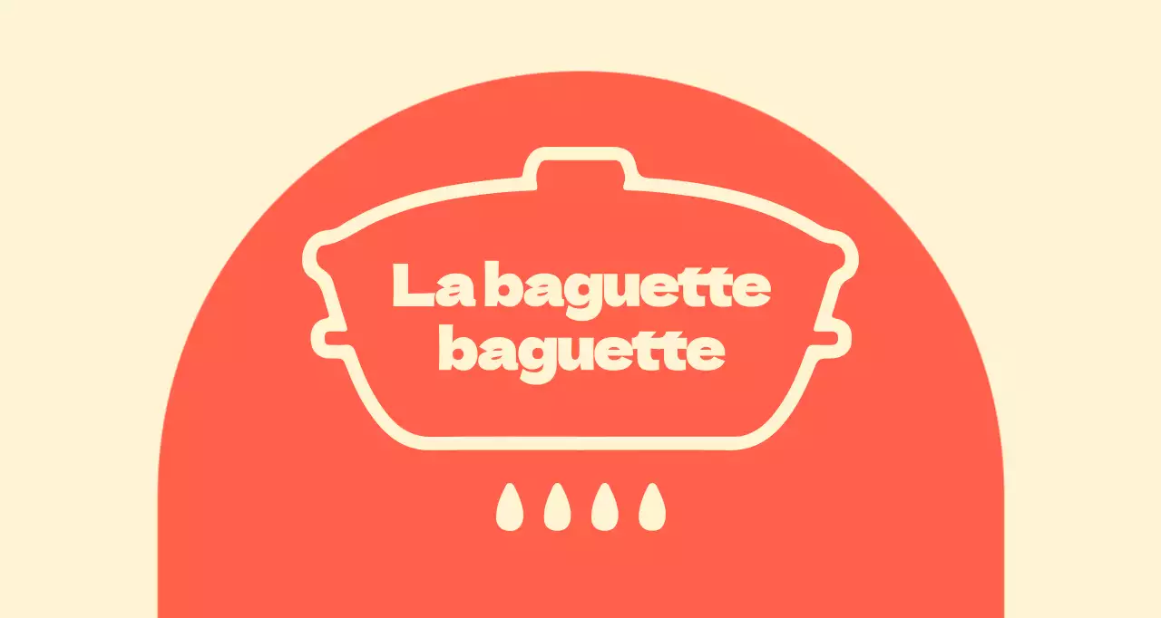 Tienda de baguettes de la abuela balsa con formas arqueadas rojas sobre fondo marfil