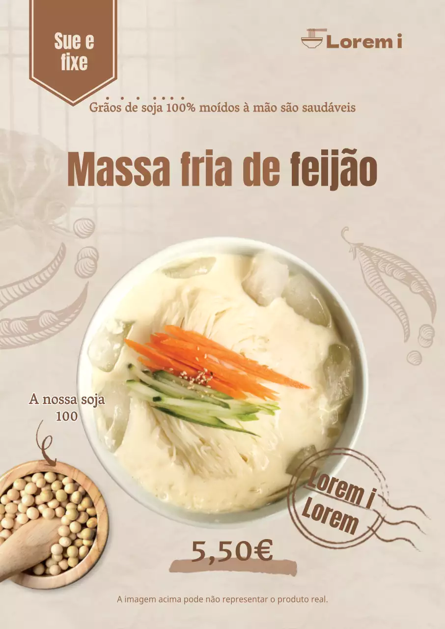 Cartaz de katsudon de comida castanha de verão
