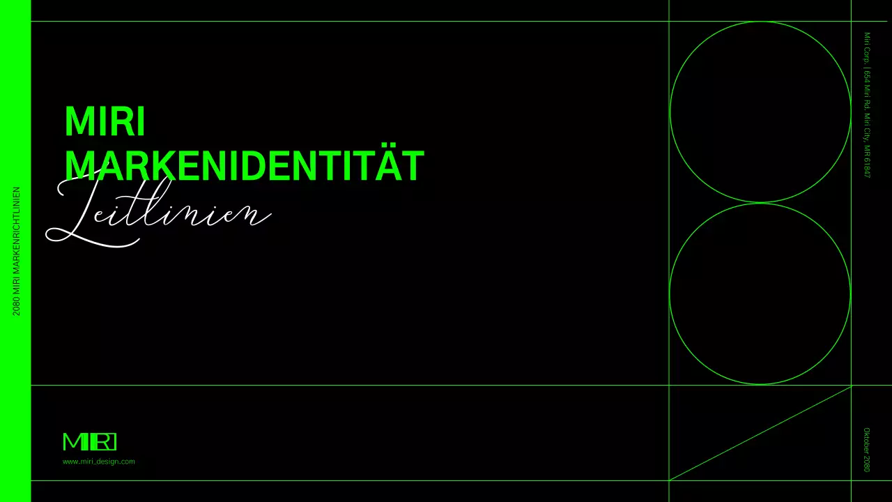 Leitlinien zur Markenidentität in einem lindgrünen und schwarzen Rasterformat