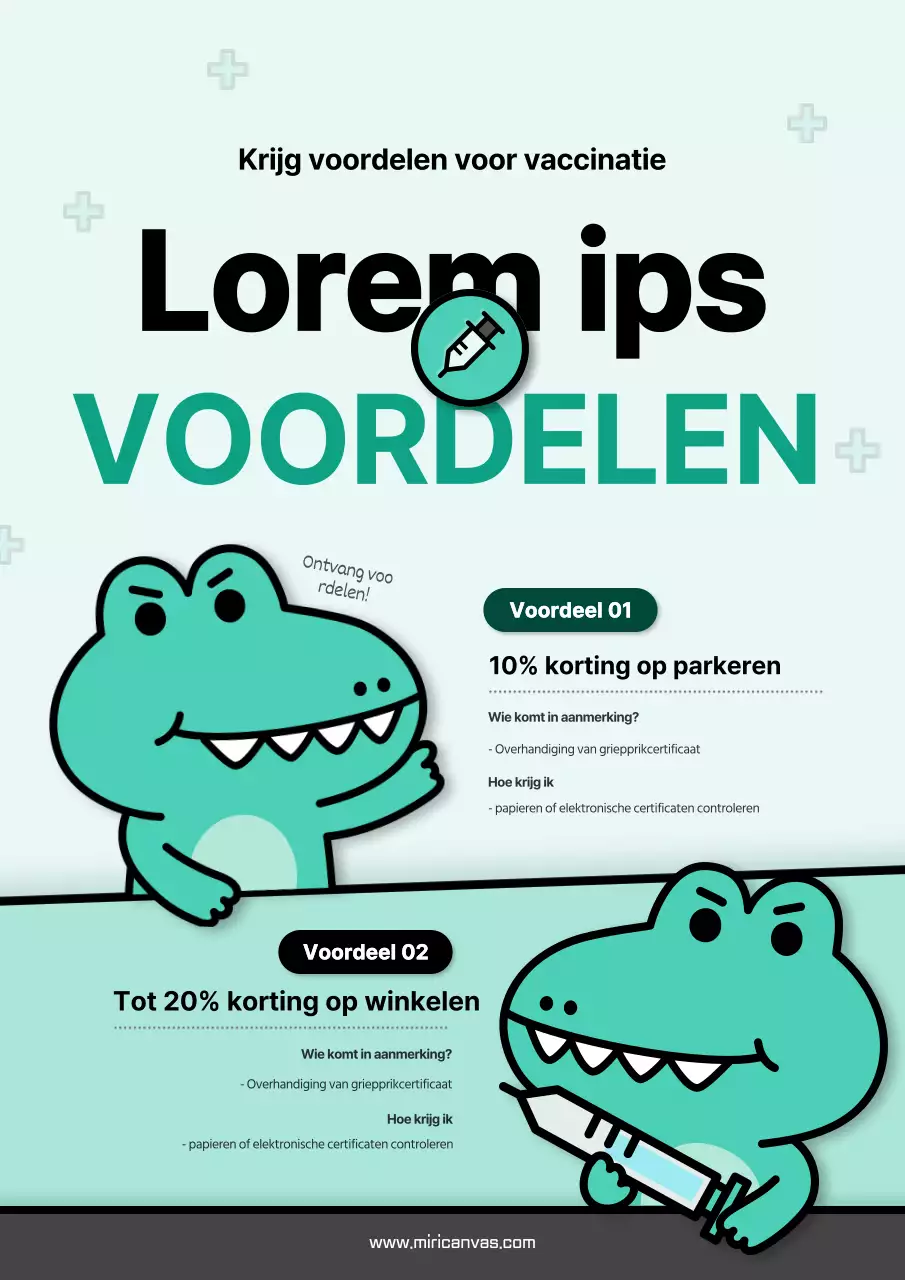 Schattige groene illustratie van de voordelen van vaccins