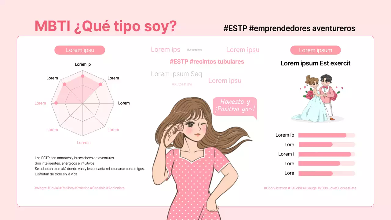 MBTI en rosa: ¿Qué tipo soy? Infografía de autopresentación ESTP