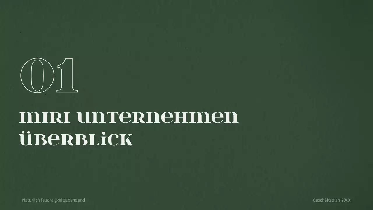 Geschäftsplan für ein dunkelgrünes Dermakosmetikkonzept