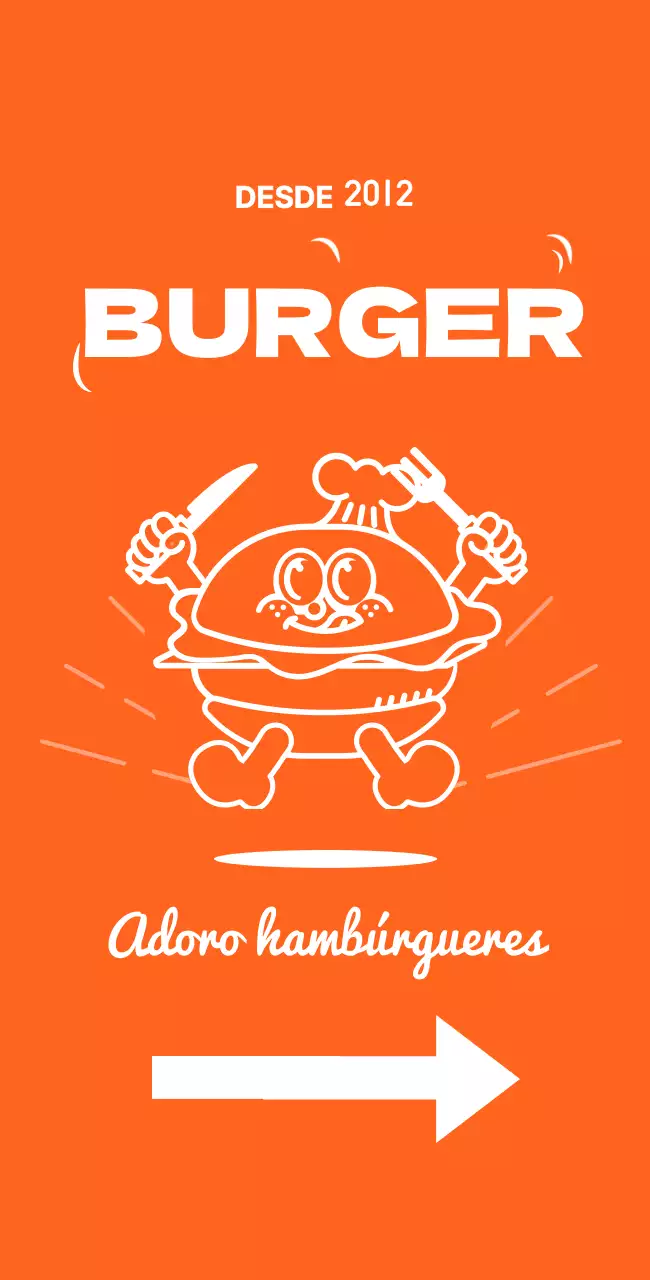 Placa de sinalização com um menu com a ilustração de um hambúrguer num fundo laranja