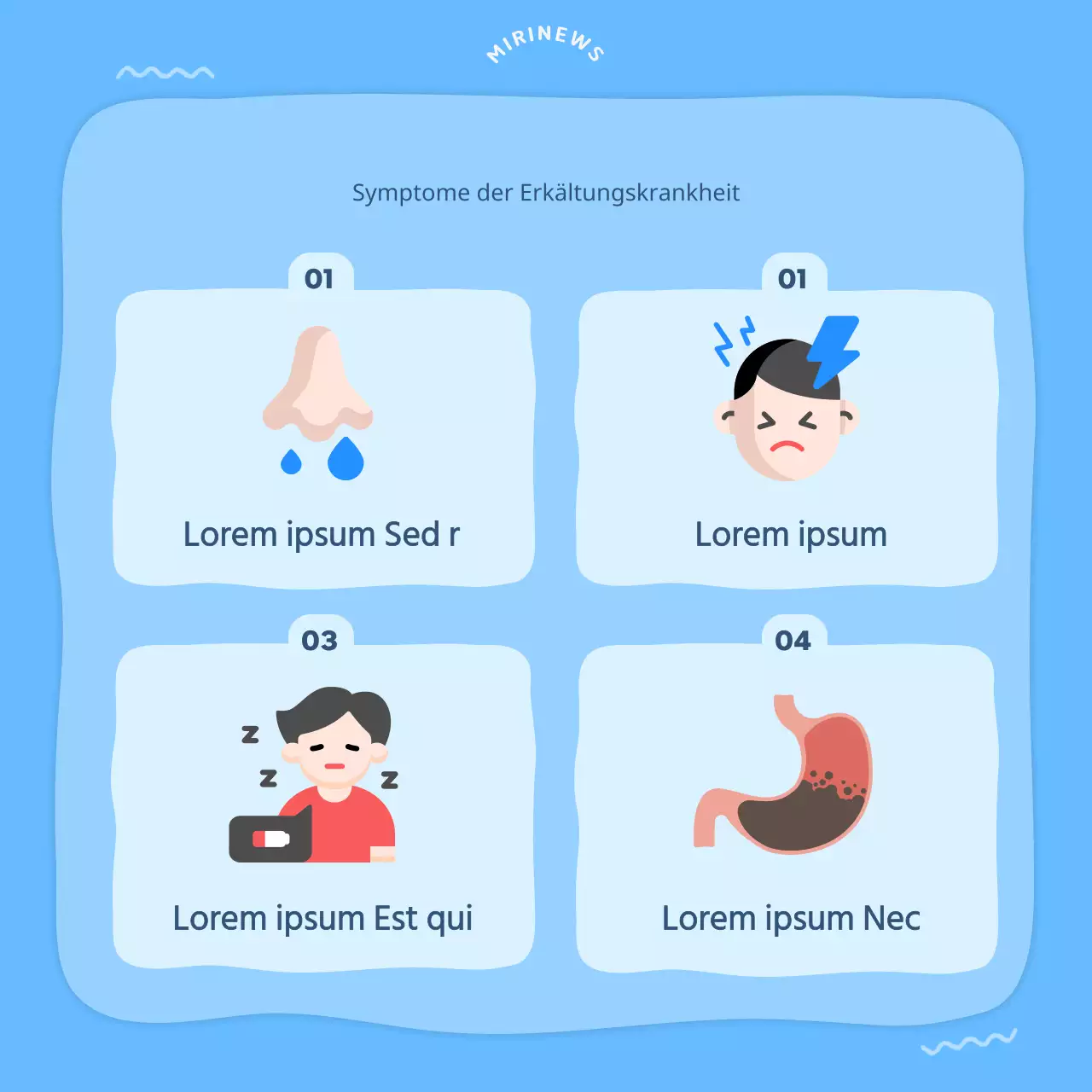 Hellblaue Illustration Wie man im Sommer nicht krank wird