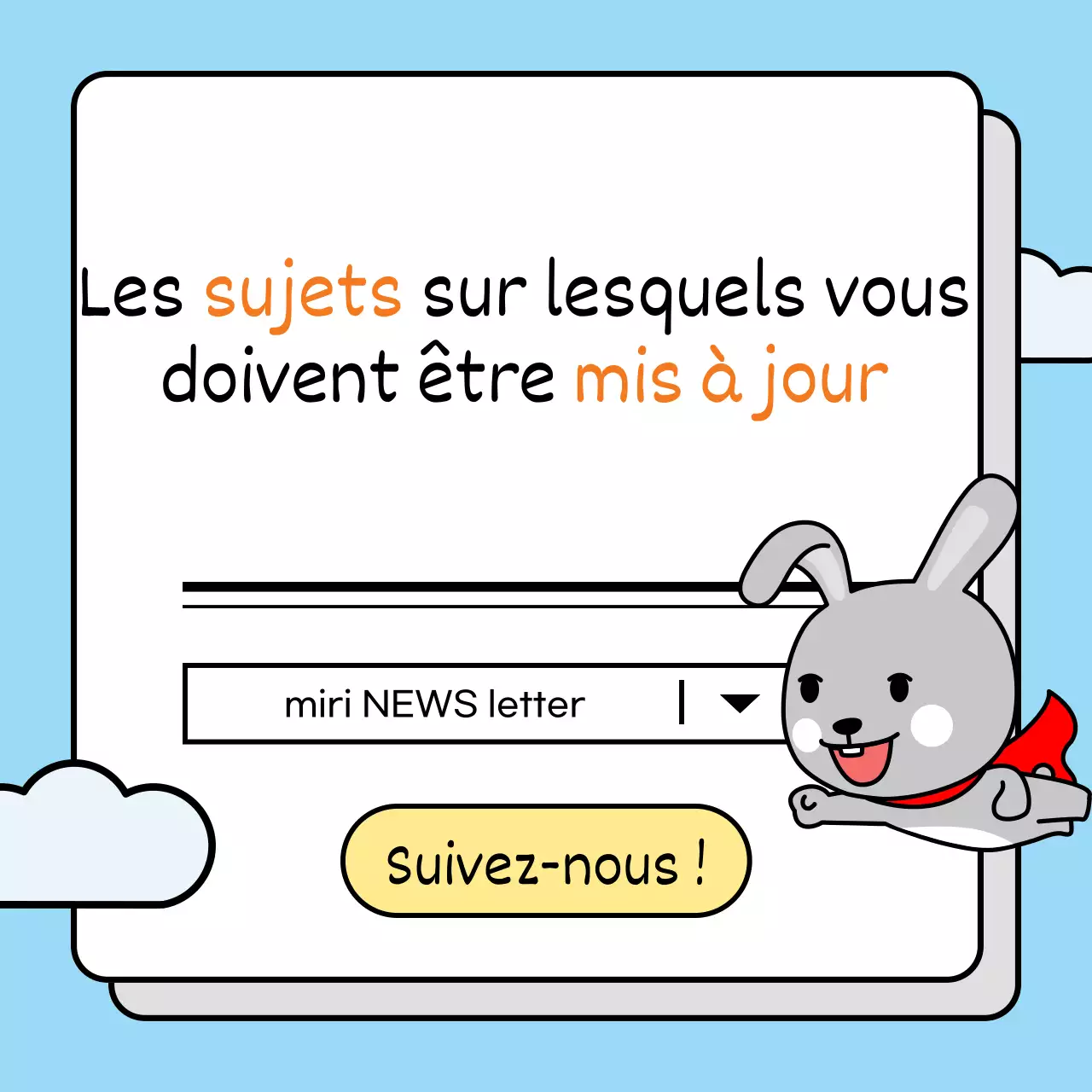 L'introduction des changements de politique de cette année se fait avec un joli lapin dans une palette de couleurs bleu clair et vert.