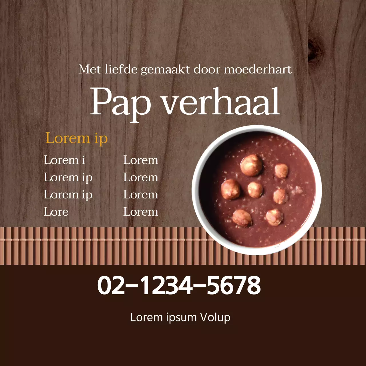 Keurig restaurant pap menu etiket met bruine foto nadruk
