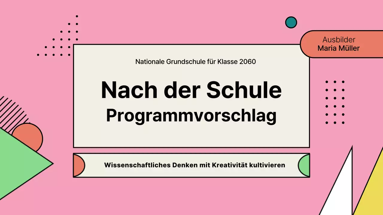 Portfolio von Vorschlägen für rosa außerschulische Programme