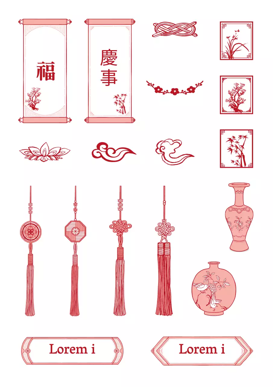 Traditionelle koreanische Konzeptillustration in Grün und Weiß