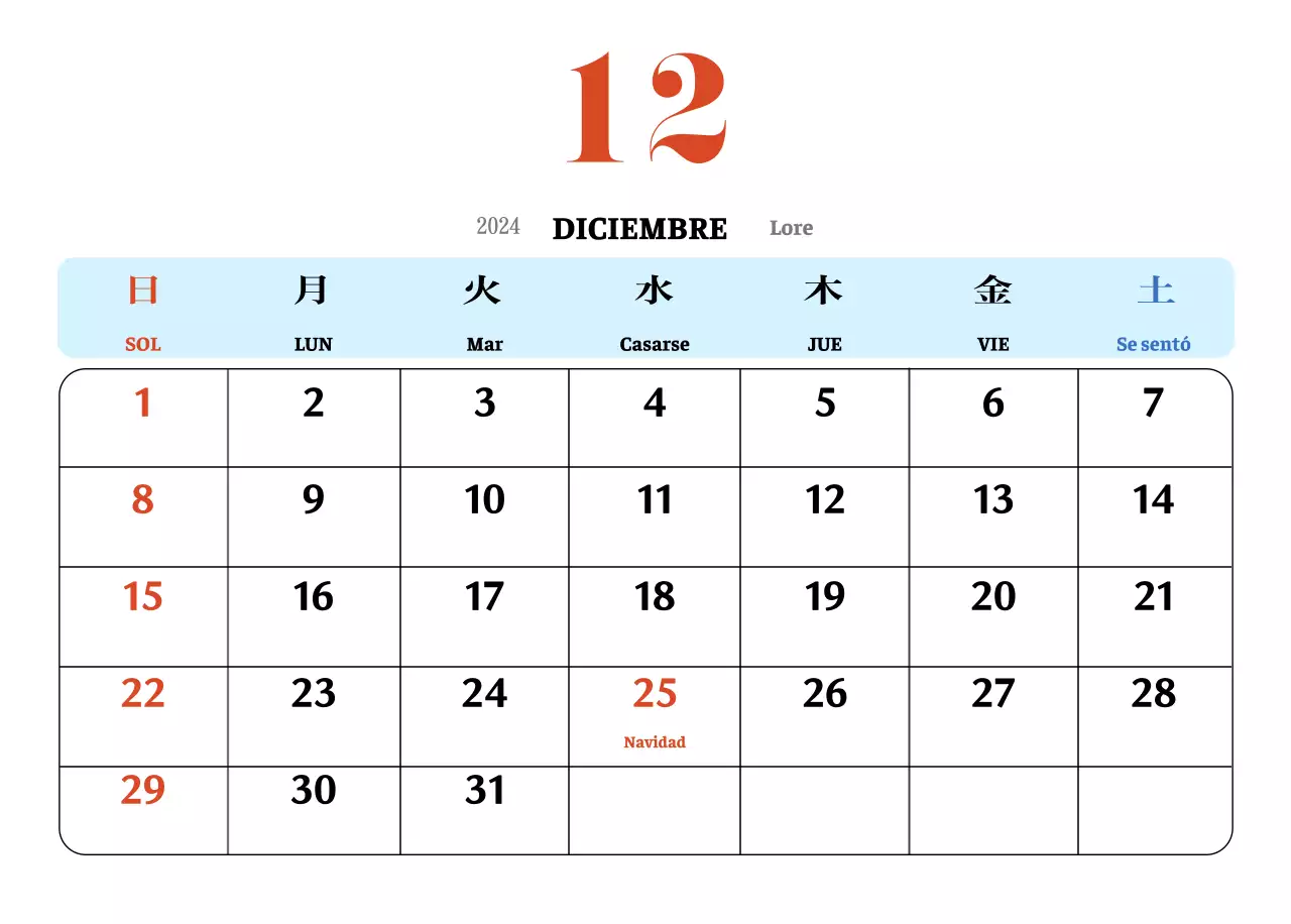Calendario nostálgico de concepto retro en rojo y azul
