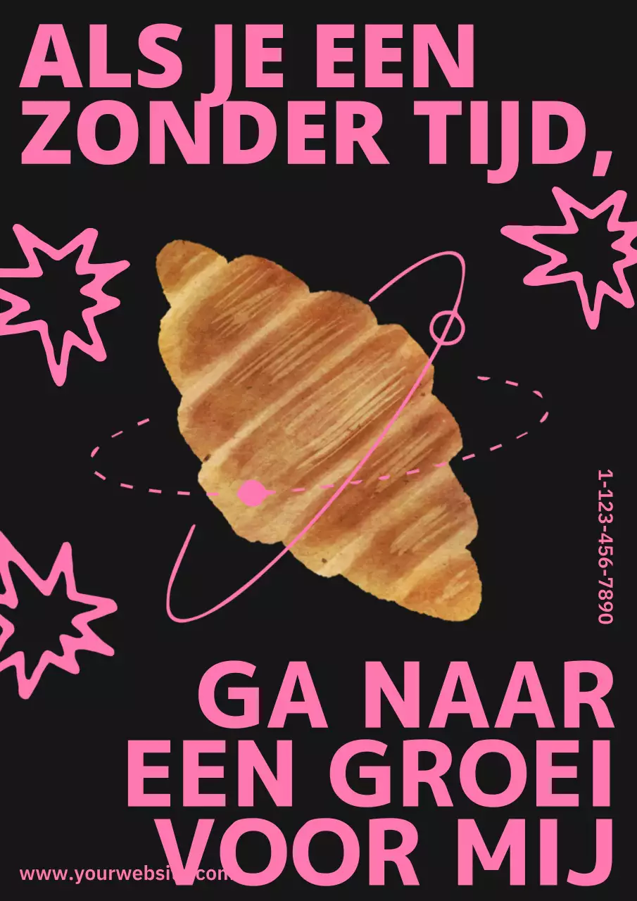 Roze en zwarte croissant planeet verticale webposter