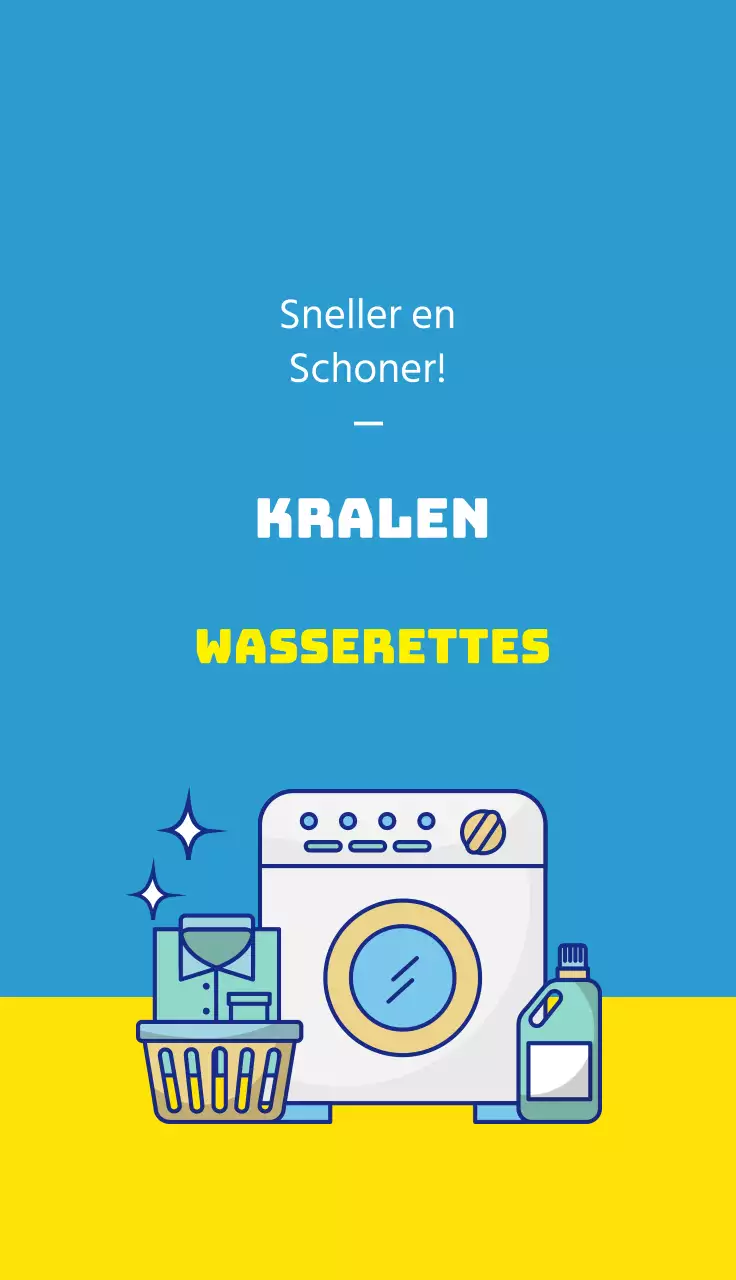 Blauwe en gele illustratie ter promotie van een schone was