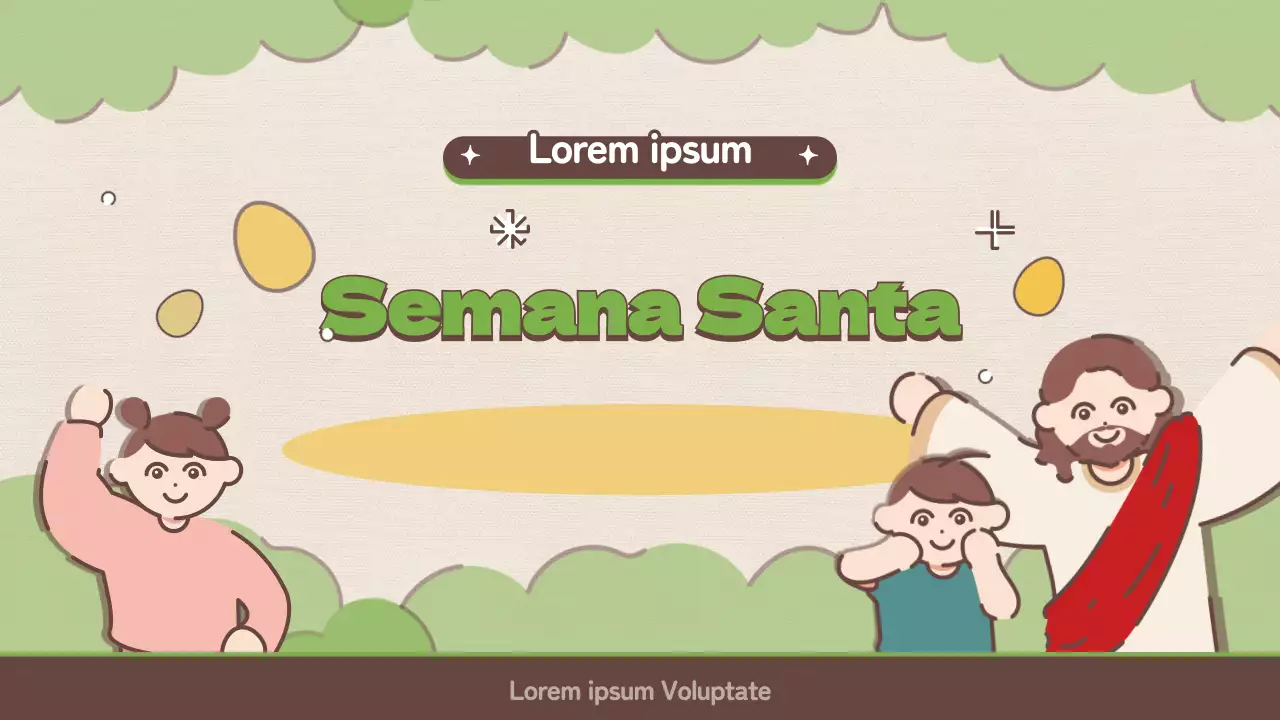Bonito concepto de canción infantil de Pascua en marrón y verde