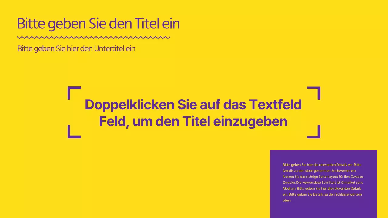 Eine starke, klare Präsentation in Gelb und Lila