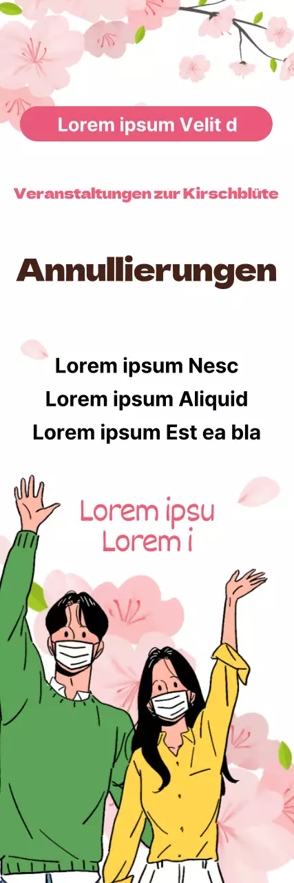 Absagen von Veranstaltungen zur Kirschblüte - übersichtlich in rosa dargestellt