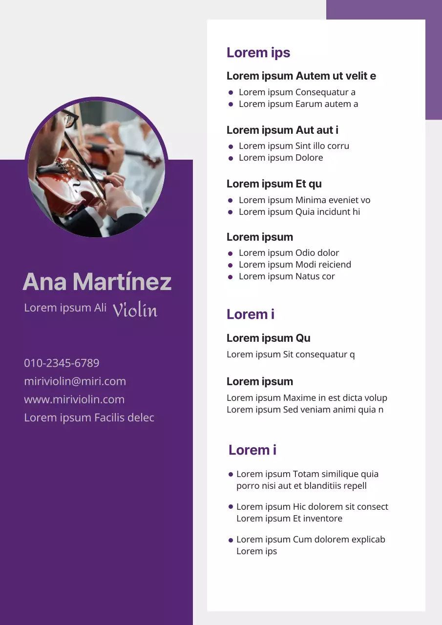 Púrpura concepto limpio tutor curriculum vitae