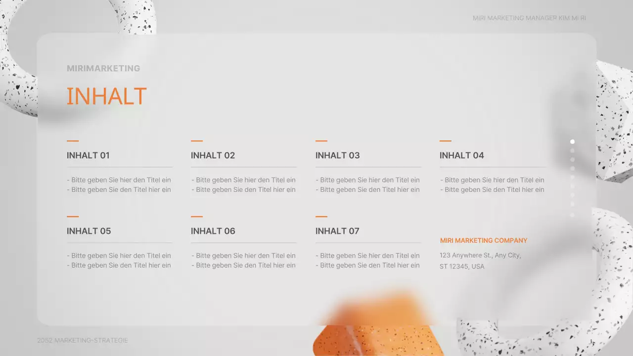 Stereoskopisches 3D-Glasmorphismus-Marketing für ein medizinisches Zentrum in Grau und Orange