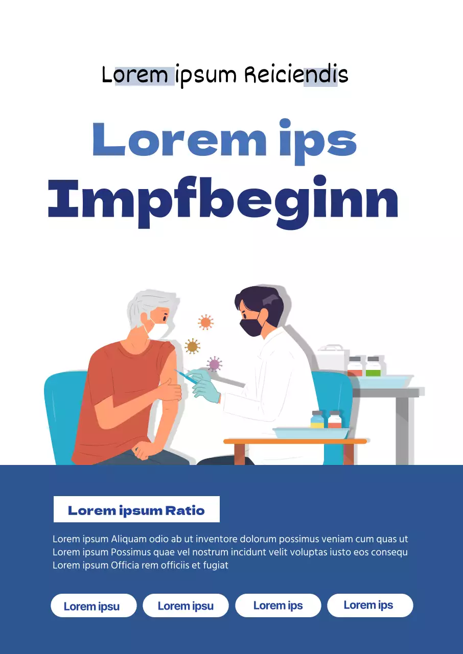 blaue Illustration sauberer Coronavirus-Impfstoff