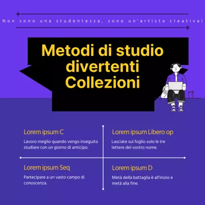 Una raccolta di divertenti consigli di studio degli studenti universitari viola e gialli