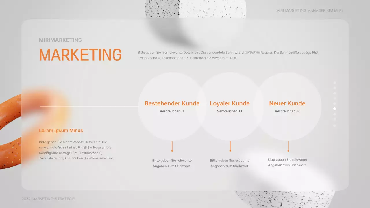 Stereoskopisches 3D-Glasmorphismus-Marketing für ein medizinisches Zentrum in Grau und Orange