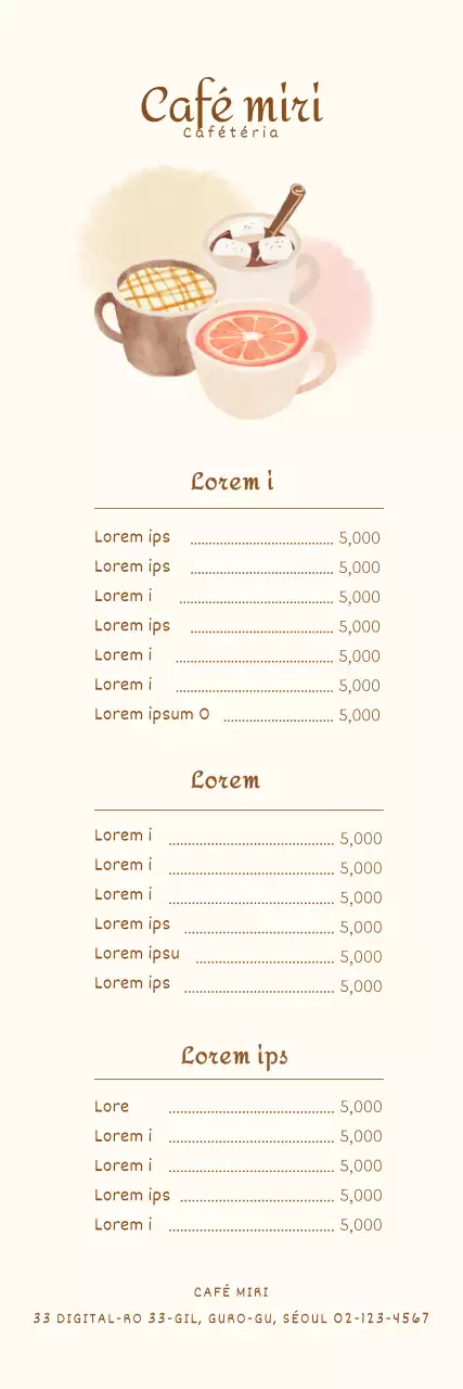 Bannière illustrée pour le menu d'un café