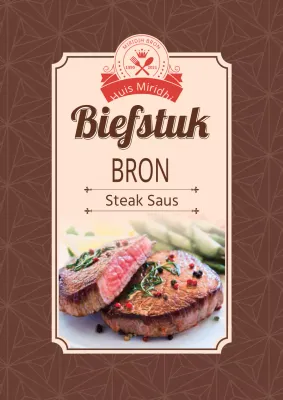 Steak saus etiketten met kleurrijke patronen