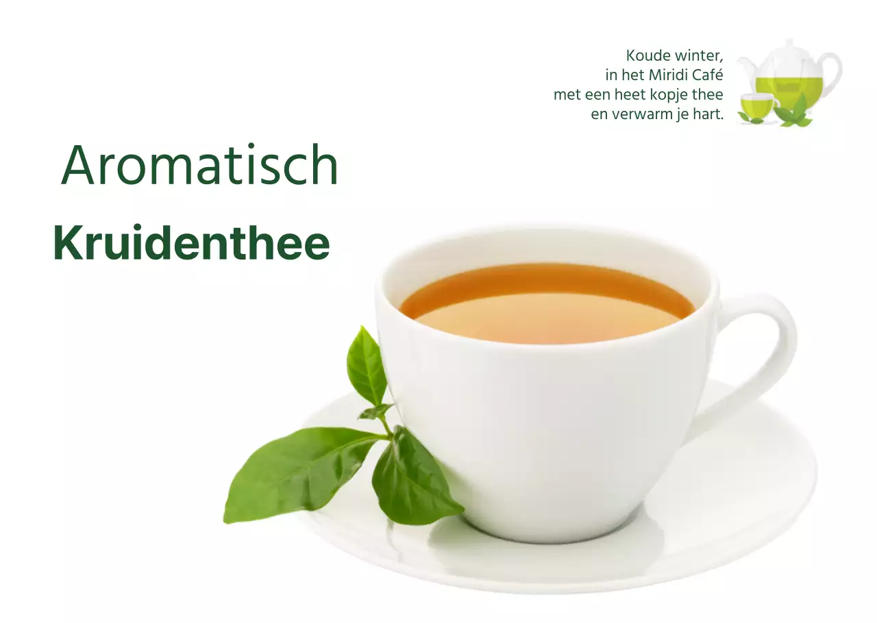 Groene voedselfotografie Kruidentheetransparanten voor cafés