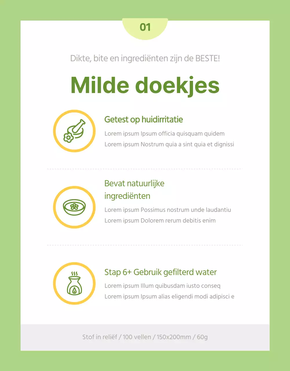 Eenvoudige gele en chartreuse doekjes uitgelegd