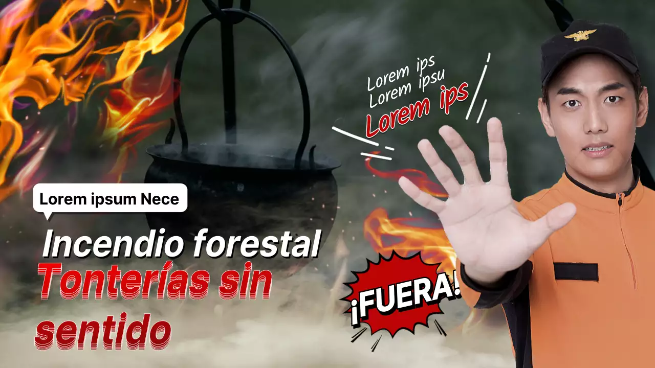 Tema de prevención de incendios forestales con concepto fotorrealista naranja
