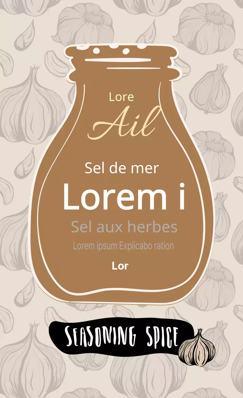 Beige illustration pattern vintage garlic salt food label