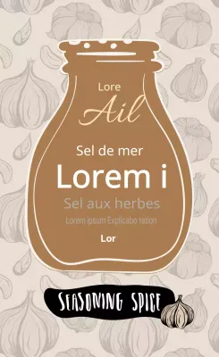 Beige illustration pattern vintage garlic salt food label