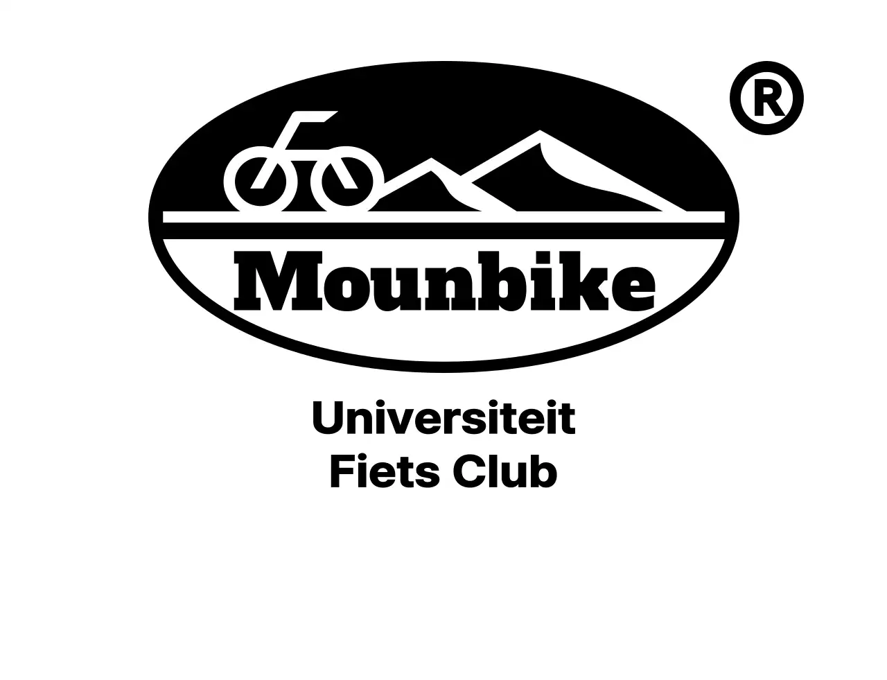 Mountainbike club concept met eenvoudige zwarte bergen en fietsen illustratie