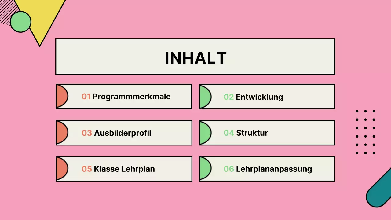 Portfolio von Vorschlägen für rosa außerschulische Programme