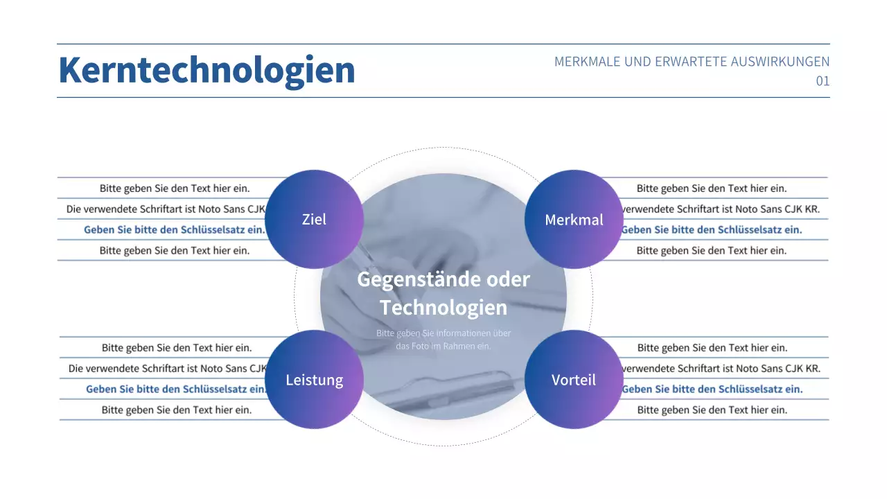 Businessplan-Präsentation mit einem lila und blauen Farbverlauf Konzept