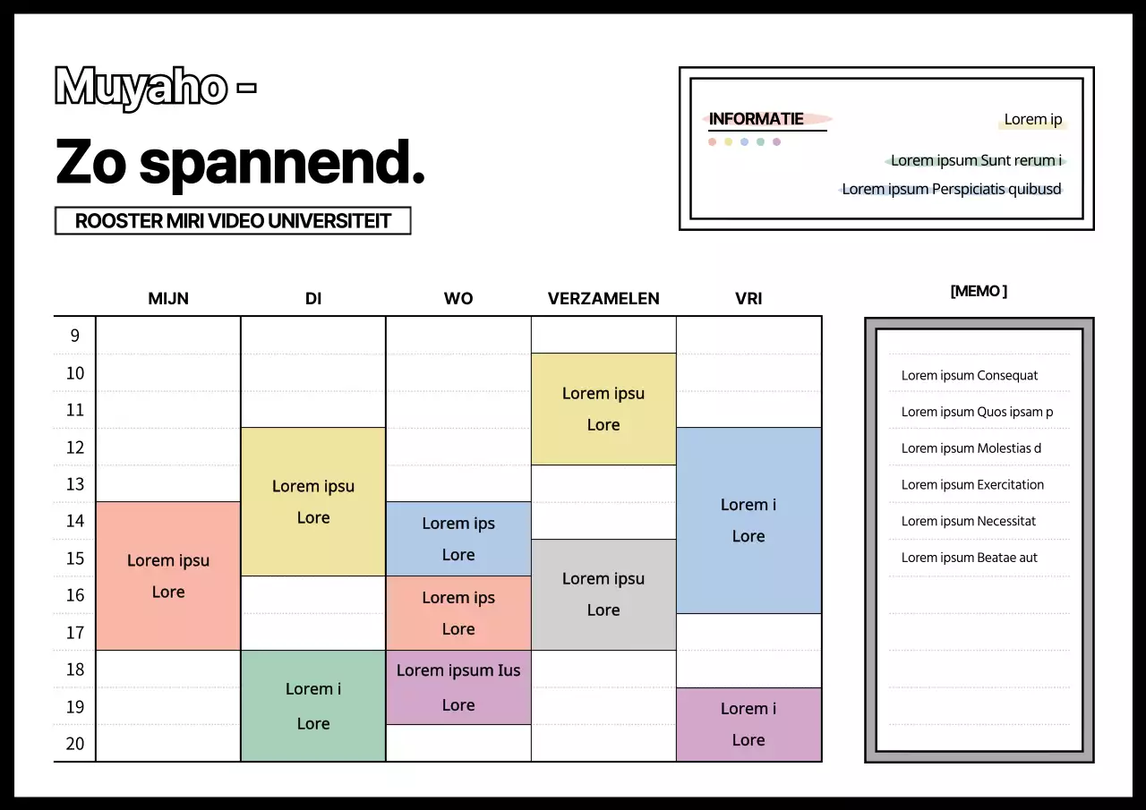 Een strak concept tijdschema in zwart-wit