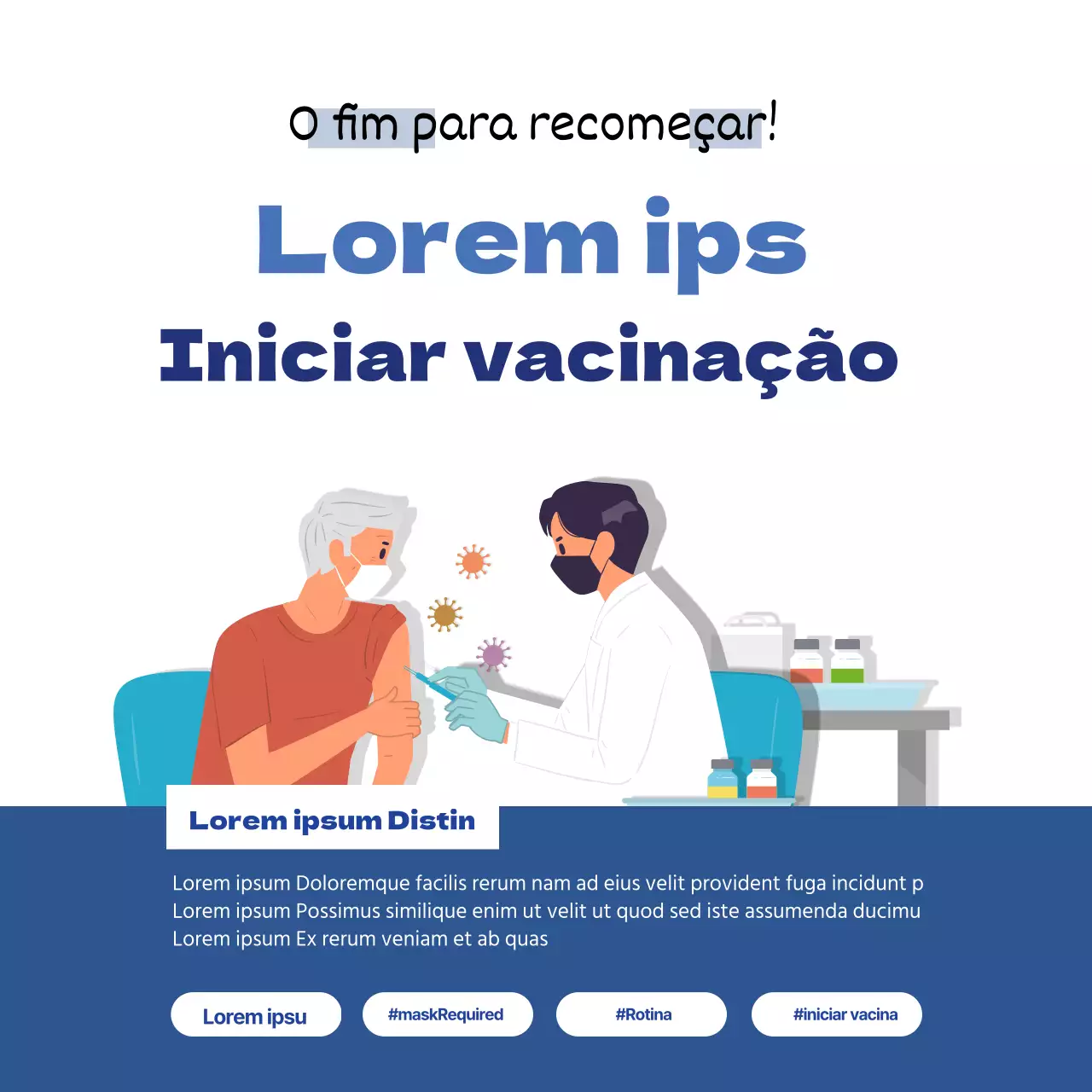 ilustração azul vacina limpa contra o coronavírus