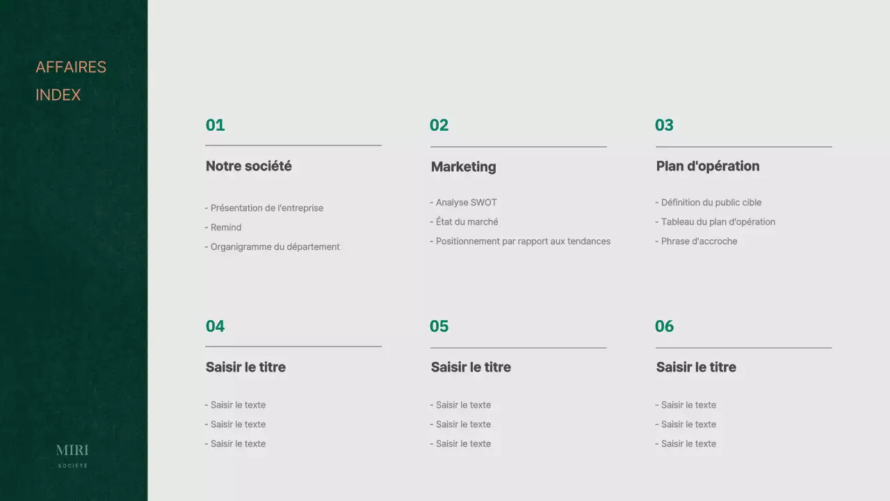 Plan d'affaires pour un concept texturé vert et orange