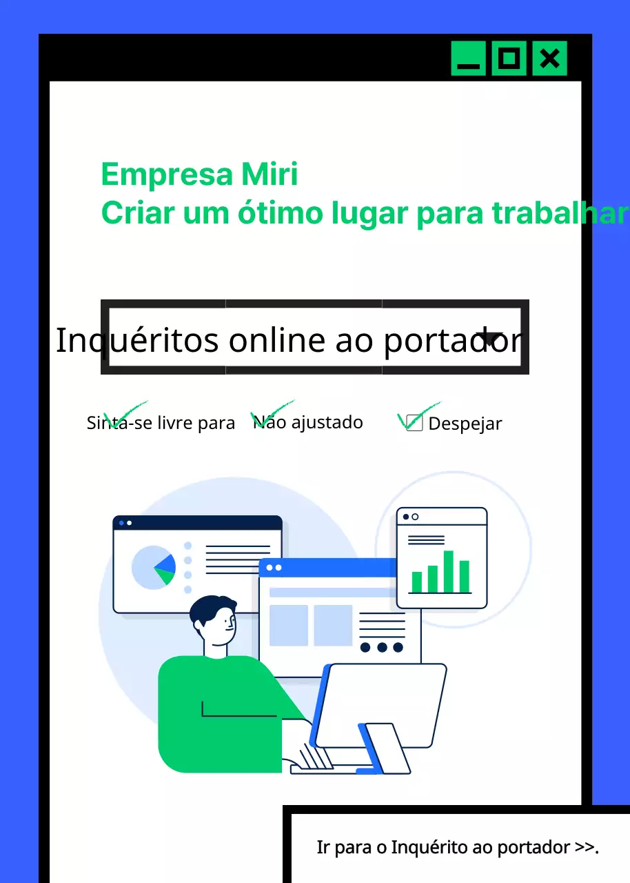 Blue Tone Internet Window Concept Criar um bom local de trabalho Inquérito em linha ao portador