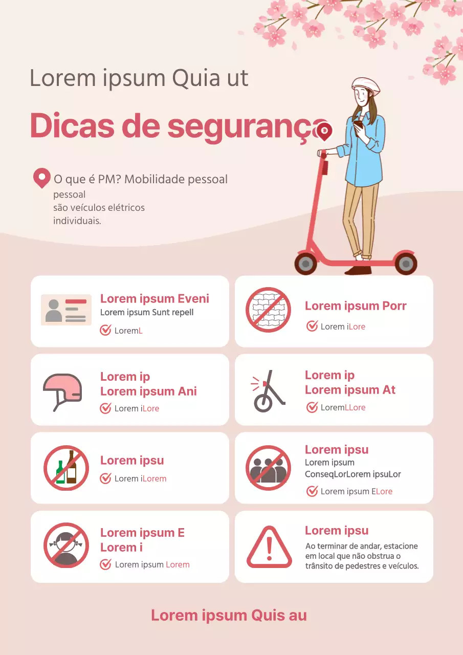Conselhos de segurança para dispositivos de mobilidade cor-de-rosa
