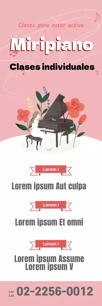 Ilustración rosa pulcra promoción escuela de piano